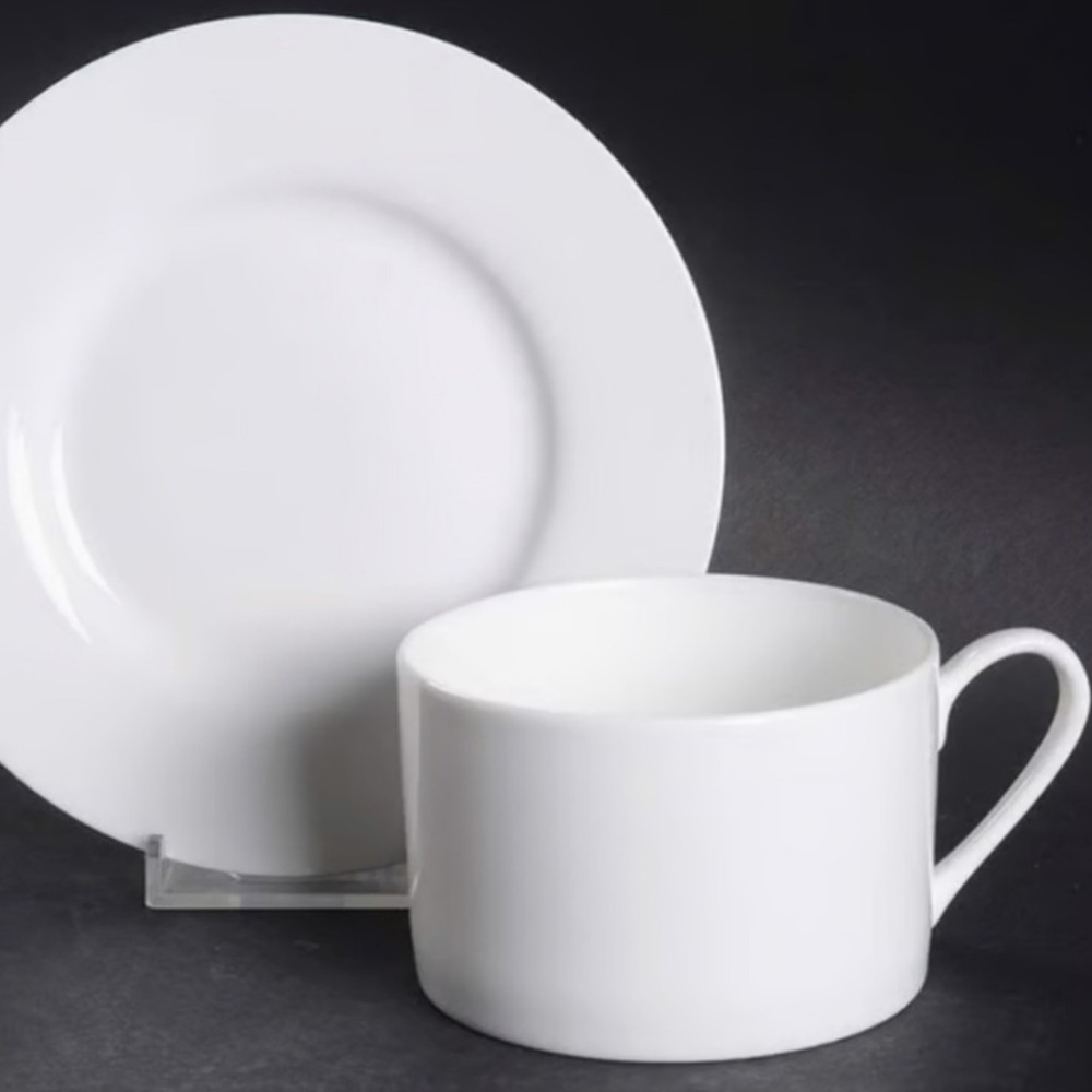 Fitz and Floyd Nevaeh White Bone China Cup and Saucer